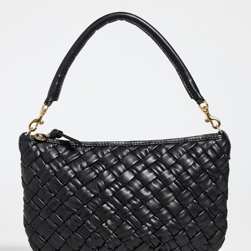 Clare V. Petit Moyen Messenger Bag - Black Leather Puffy Woven NWT
